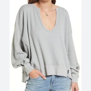 We the Free Free People Thermal C Neck Ice Blue Oversized top XS